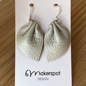 Makerspot Bloom Collection Handmade White Leather Petal Earrings with Sterling Silver Ear Hooks One-Of-A-Kind Statement Earrings