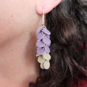 Makerspot Purple Leather Grape Earrings Vine Collection Handmade Dangle Cluster Earrings Sterling Silver Hooks One Of A Kind Statement Earrings Perfect For Floral Outfit