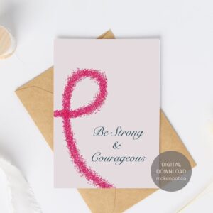 Makerspot Encouragement Card Pink Ribbon Breast Cancer Digital Download Printable Card