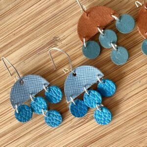 Makerspot Rain Earrings Geometric Leather Earrings Blue Brown Teal