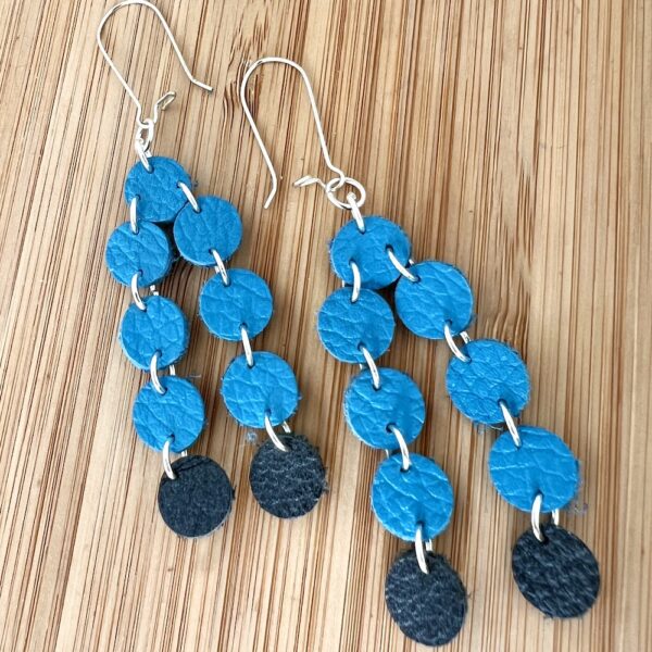 Makerspot Fountain Earrings Geometric Leather Earrings Blue Earrings