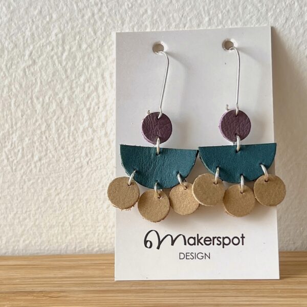 Lavender Geometric Leather Earrings